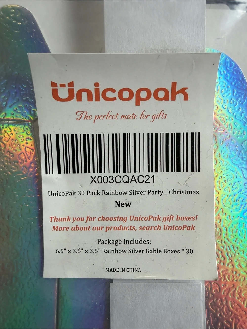 Holographic Iridescent Favor Box - Silver